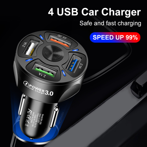 4× USB bil-lader – 7A hurtiglader